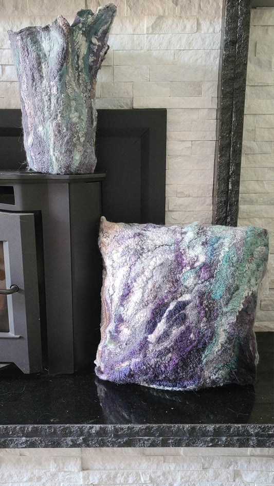 Lilac Fog Vase and Pillow Cover Set