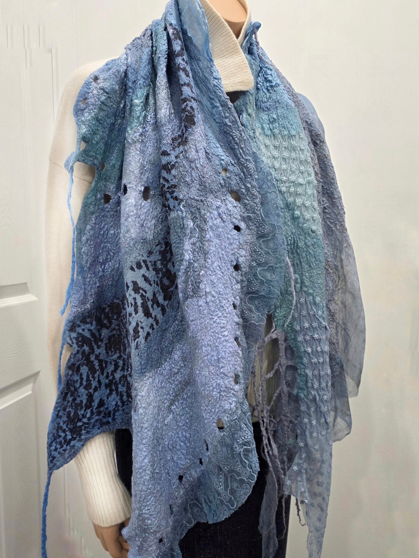 "Blue marble " Transformable scarf  (vest)