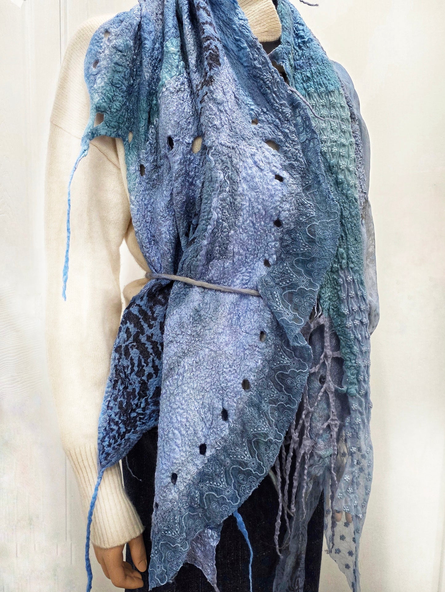"Blue marble " Transformable scarf  (vest)