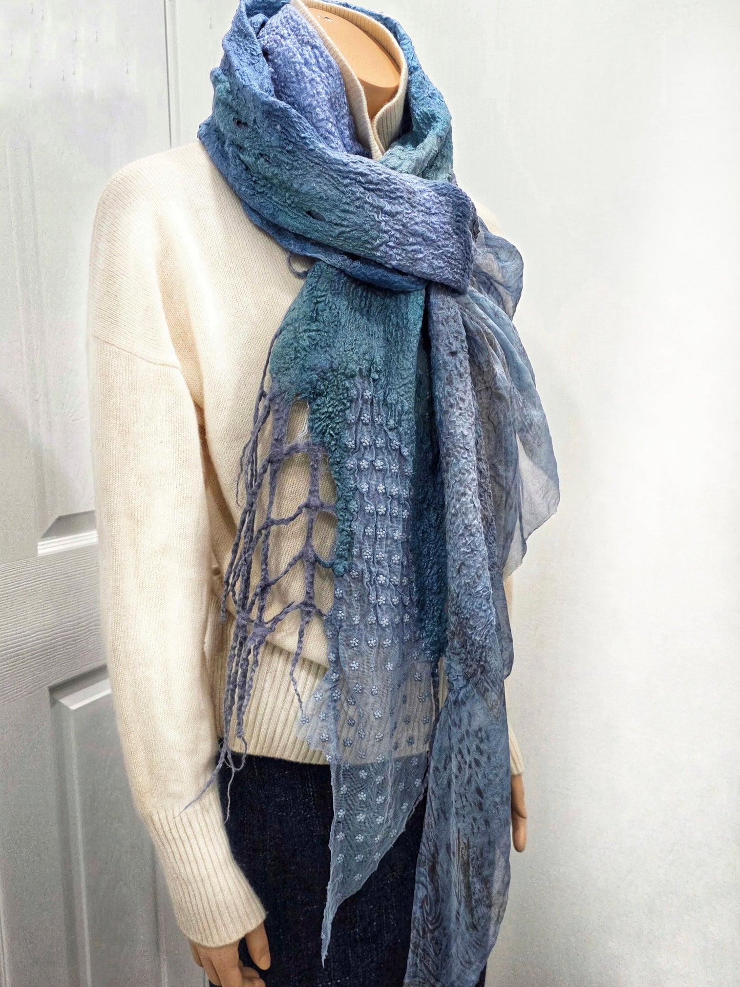 "Blue marble " Transformable scarf  (vest)